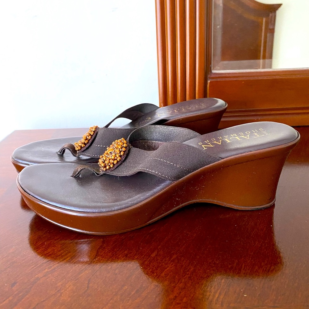 SOLD- Brown Thing Sandals by Italian Shoemakers Made in Italy Sz 7